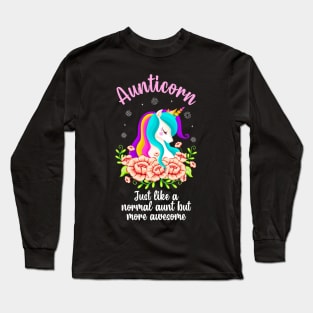 Aunticorn Unicorn Awesome Auntie Aunt Gift Long Sleeve T-Shirt